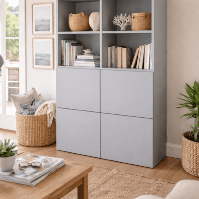 Bibliothèque sur mesure double rangée